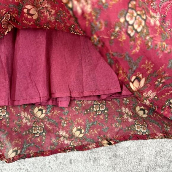 Myra Bag Women Small Mauve Dress Midi Flutter Sleeve Tassle Chiffon Floral Toggl - Picture 4 of 14